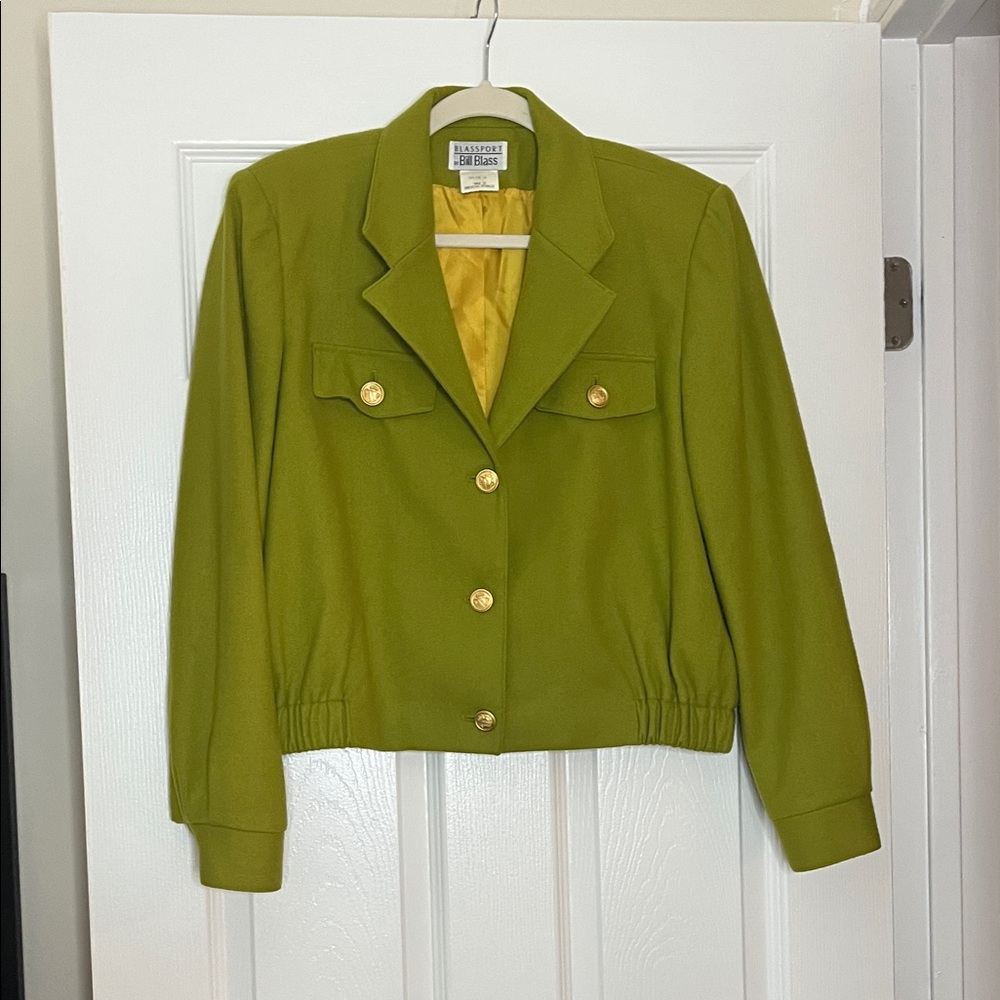 Blassport by Bill Blass 100% Wool Green Jacket
